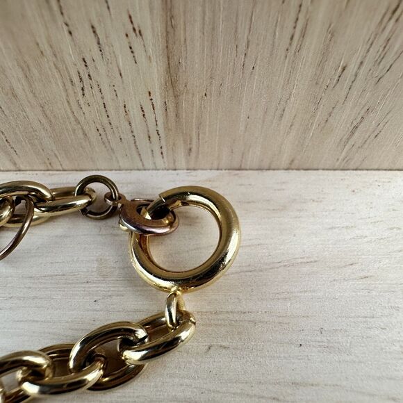 Brutalist Modernist Gold Chain Necklace Sculptural White Abstract Pendant Vtg - Picture 5 of 5